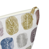 Watercolor Leaf Stamp Accessory Pouch w T-bottom in Purple